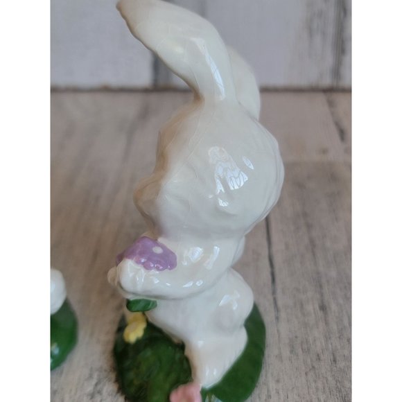 Ceramic Easter Bunny mini rabbit couple bird flower set - Picture 9 of 10